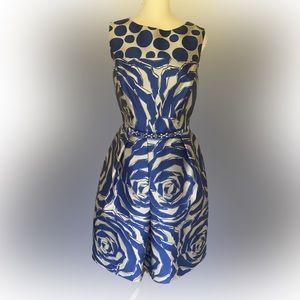 Teri Jon by Rickie Freeman, Blue & Silver/Gray dress -